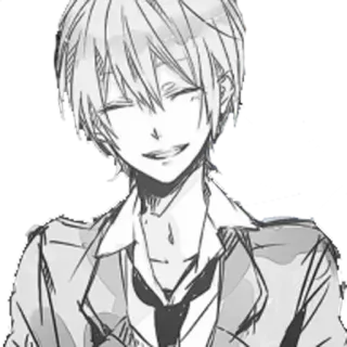 ❤️ аниме, манга, персонаж, улыбается, мальчик, чёрно-белый telegram sticker
