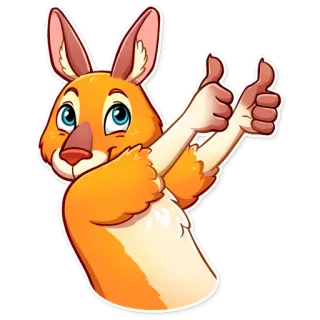 👍 binatang, kartun, kelinci, boneka kelinci, jempol ke atas, positif, stiker whatsapp sticker