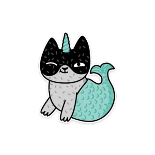 😉 고양이, 유니콘, 인어, 만화, 동물, 판타지, 스티커 telegram sticker