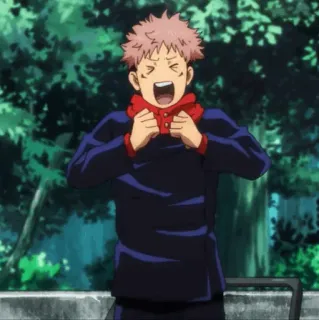 🎱 Yuji Itadori Jujutsu Kaisen Anime, Manga, Bersemangat, Senang, Karakter telegram sticker