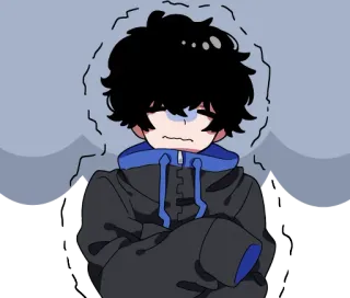 ❄️ Anime, Con trai, Buồn, Lo lắng, Xanh dương telegram sticker