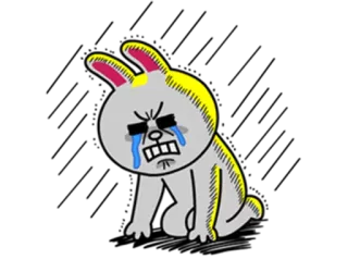 😭 кролик, злой, плачущий, мультфильм, зайчик, грустный whatsapp sticker