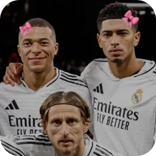 💋 Kylian Mbappé, Jude Bellingham, Luka Modrić Real Madrid CF Emirates FLY BETTER telegram sticker
