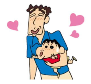 😍 Shin-chan Anime, Dibujos animados, Padre, Hijo, Familia, Amor telegram sticker