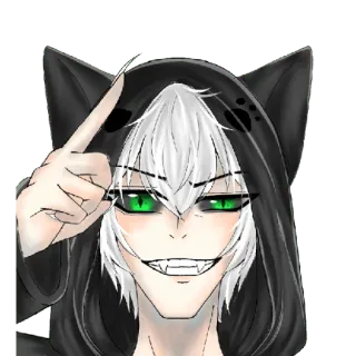 👆 Аниме, Мультфильм, Кошачьи ушки, Толстовка, Манга telegram sticker
