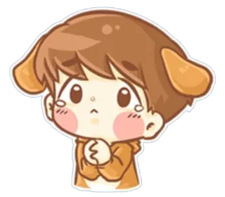😥 ร้องไห้, เศร้า, อนิเมะ, น่ารัก, หูสุนัข, การ์ตูน, คาวาอิ telegram sticker