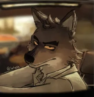 🤬 @luckyyh wolf, Cartoon, fahren, anthropomorph telegram sticker