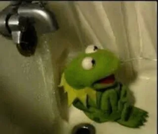 😢 Kermit カーミット, マペッツ, カエル, 人形, シンク, 水 telegram sticker