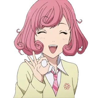 😄 anime, chica, personaje, gesto ok, sonriendo telegram sticker