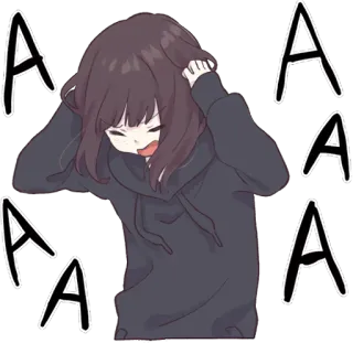 😫 A anime, meisje, uitdrukking, uitroep, frustratie, personage whatsapp sticker