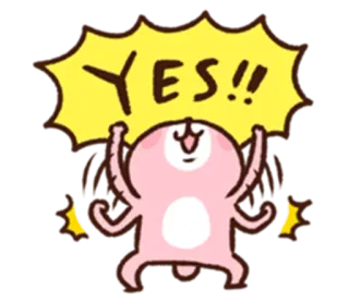 😀 YES!! 네, 긍정, 동의, 축하, 신남, 토끼 telegram sticker