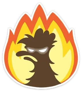 😡 em chamas, fogo, silhueta, desenho animado, personagem, raiva, emoção telegram sticker