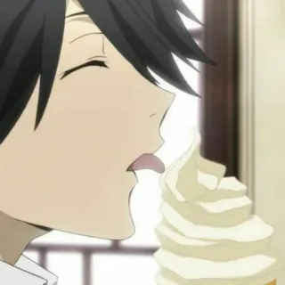 🔍 anime, ice cream, eating, man, dessert telegram sticker