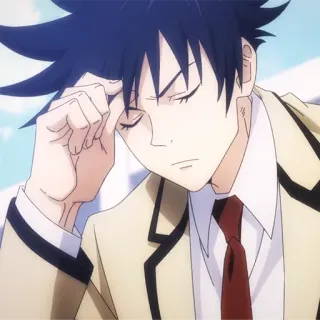 🐺 Anime, Junge, Müde, Denkend, Schuluniform whatsapp sticker