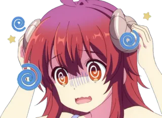 😨 Anime, Scioccato, Disorientato, Demone, Ragazza, Cartone animato telegram sticker
