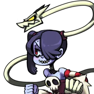 😠 Squigly Skullgirls fighting game, anime, girl, skeleton, skull telegram sticker