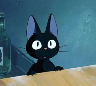 😳 Jiji Kiki's Delivery Service gatto, gatto nero, anime, Studio Ghibli, Kiki telegram sticker