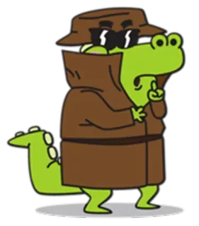 🐊 ワニ, スパイ, 漫画, 帽子, サングラス, 中指 telegram sticker