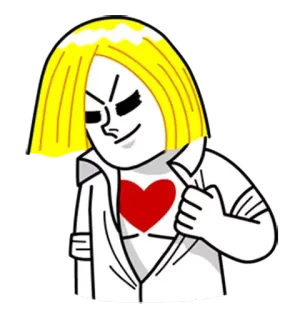 ❤ 漫画, ハート, 金髪, ステッカー, キャラクター telegram sticker