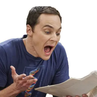 😮 Sheldon Cooper The Big Bang Theory Sheldon, The Big Bang Theory, überrascht, geschockt, Gesichtsausdruck telegram sticker