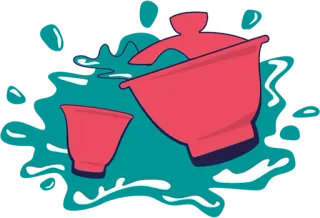 🌊 thé, service à thé, théière, tasse, boisson, boisson telegram sticker