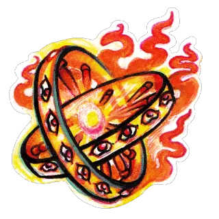 🌞 ángel, serafín, ojos, ruedas, anillos, bíblico, celestial, llamas telegram sticker