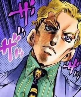 🐈 Yoshikage Kira JoJo's Bizarre Adventure อนิเมะ, มังงะ, ตัวร้าย, ผมบลอนด์, หัวกะโหลก, เนคไท telegram sticker