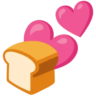 🍞 roti, hati, roti bakar, makanan, cinta, emoji telegram sticker