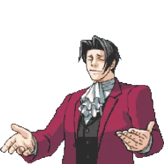 😌 Edgeworth Ace Attorney Edgeworth, Ace Attorney, Personagem de videogame, Pixel art, Personagem de anime, Apontando telegram sticker