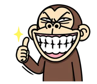 👍 원숭이, 만화, 동물, 엄지 척, 반짝이 telegram sticker