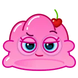 😘 pinker Klecks, Cartoon, Kirsche, süß, Figur, Sticker telegram sticker