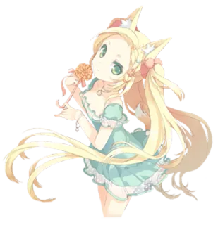 🍭 anime girl, fox girl, lollipop, cute, cartoon, kawaii telegram sticker