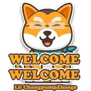 😘 WELCOME WELCOME
Lil Changpump Zhaoge hond, Shiba Inu, welkom, bril, sjaal, geanimeerd, cartoon telegram sticker