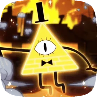 👁 Bill Cipher Gravity Falls Bill Cipher, triángulo, un ojo, dibujos animados, Gravity Falls, demonio whatsapp sticker