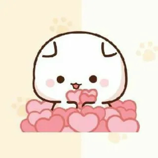 🍓 kawaii, imut, cinta, hati, kartun, binatang, stiker whatsapp sticker