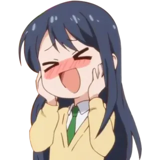 😋 Anime, Dziewczyna, Rumieniec, Uroczy, Wyraz, Szczęśliwy telegram sticker