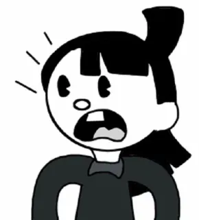😦 Мультфильм, Персонаж, Черно-белый, В шоке, Удивлен, Ретро telegram sticker