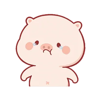 ⭐ pig, sad, crying, cute, cartoon whatsapp sticker
