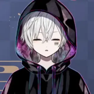 ☁️ Anime, Manga, Junge, Kapuzenpullover, Barcode, Weißes Haar whatsapp sticker