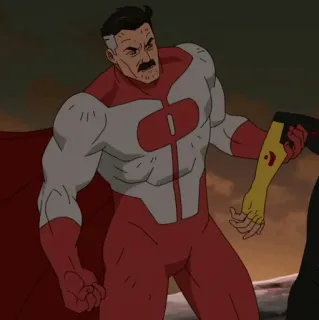 🌐 Omni-Man Invincible Superheld, Bösewicht, Cartoon, Blut, animiert telegram sticker