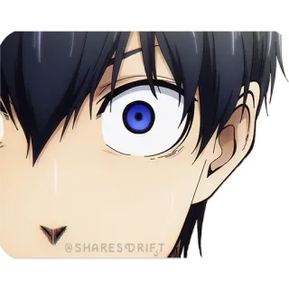👁 Anime, Yeux bleus, Visage, Gros plan whatsapp sticker