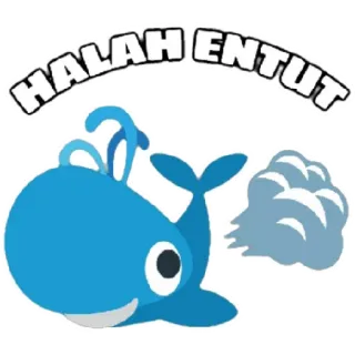 😁 HALAH ENTUT cá voi, hoạt hình, động vật, hài hước, dễ thương, xanh lam telegram sticker