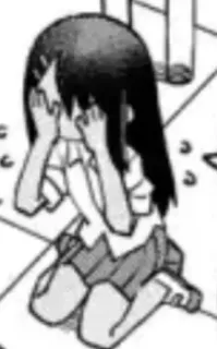 😭 anime, płacz, smutny, klęczący, przygnębiony telegram sticker