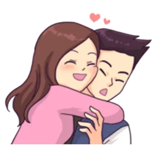 🤗 amore, abbraccio, coppia, cartone animato, felice telegram sticker