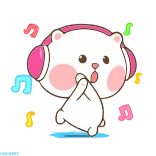π bear, cute, headphones, music, dancing, cartoon telegram sticker