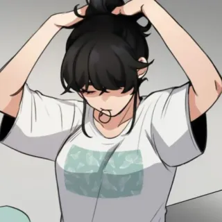 🐈‍⬛ mulher, menina, prendendo cabelo, anime, desenho animado telegram sticker