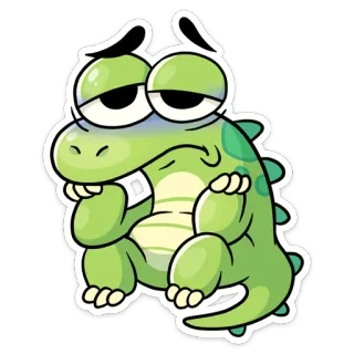 😔 crocodile, cartoon, sad, upset, tired, animal whatsapp sticker