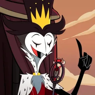 🌠 Stolas Helluva Boss Cartoon, Eule, Dämon, Stolas, Helluva Boss, Krone, Magie telegram sticker