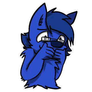 😠 furry, anthropomorphic, blue, nervous, glasses, anthro telegram sticker