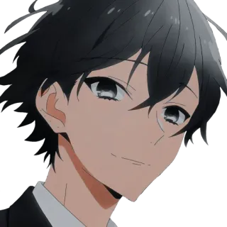 🙂 Anime, Junge, Charakter, Schwarze Haare, Lächeln telegram sticker
